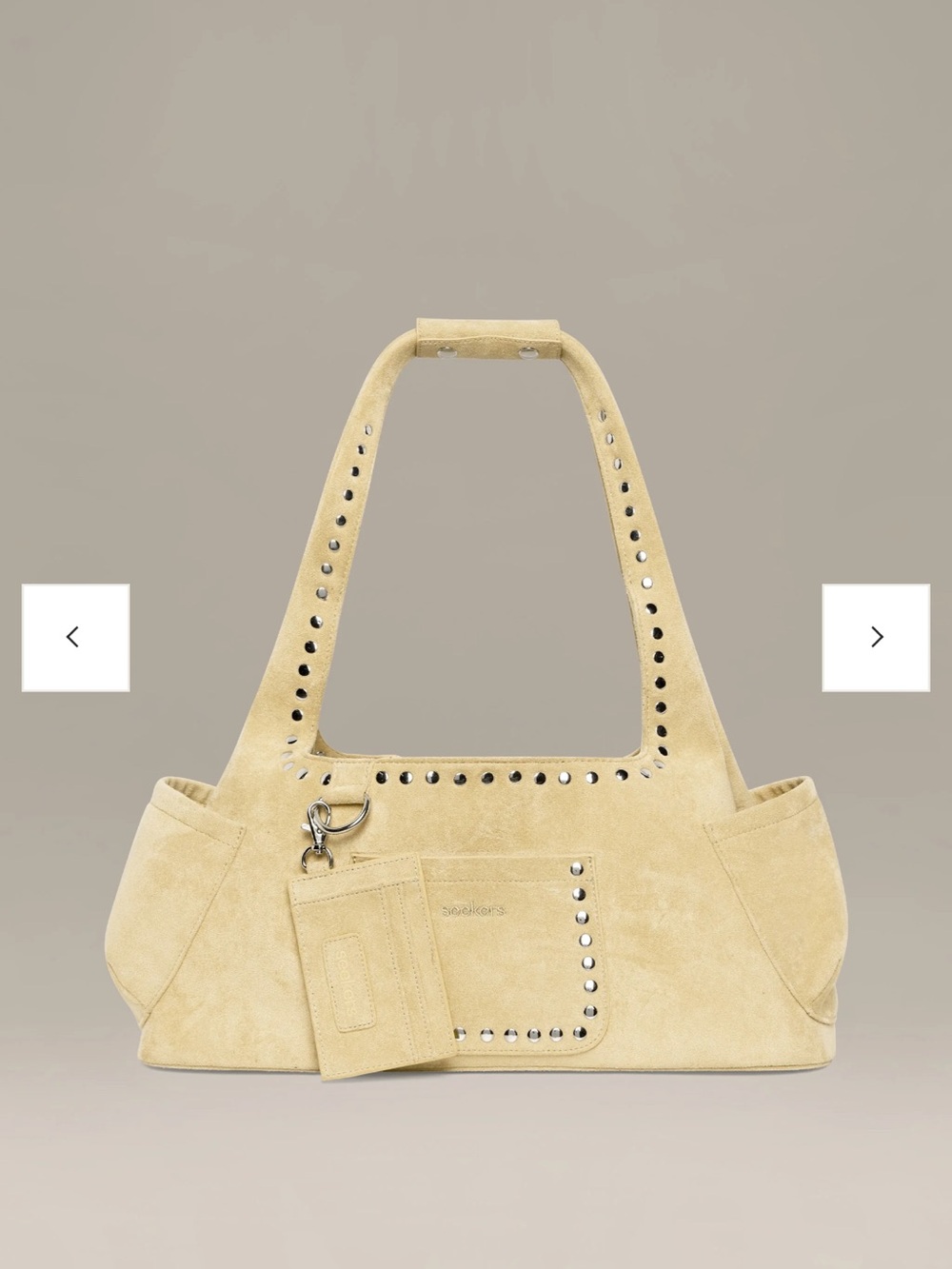 Seekers Martha Suede Shoulder Bag in Pale Yellow - Picture 3 of 3